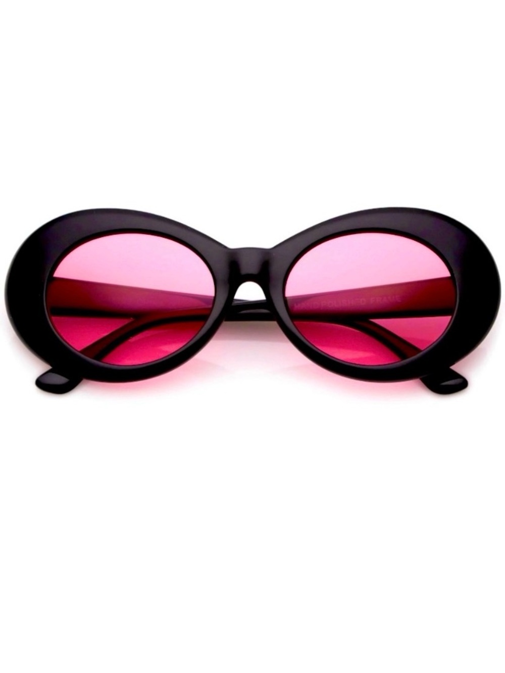 Oval Sunglasses Pink Lens Black Frame Retro Halloween Festiv Kurt Cobain Costume